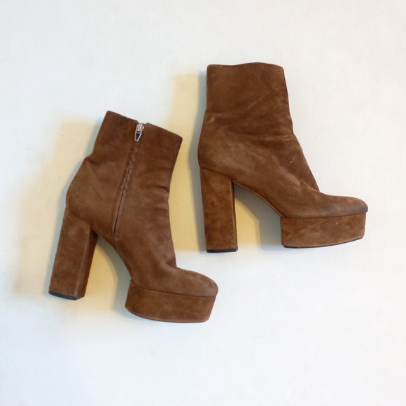 Alexander Wang Shoes - Alexander Wang chestnut brown suede leather platform heel ankle boots